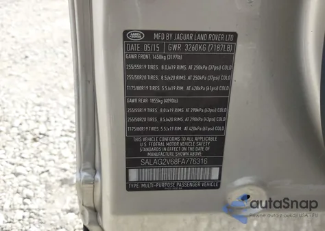 2015 Land Rover Lr4 from USA, damaged, VIN SALAG2V68FA776316